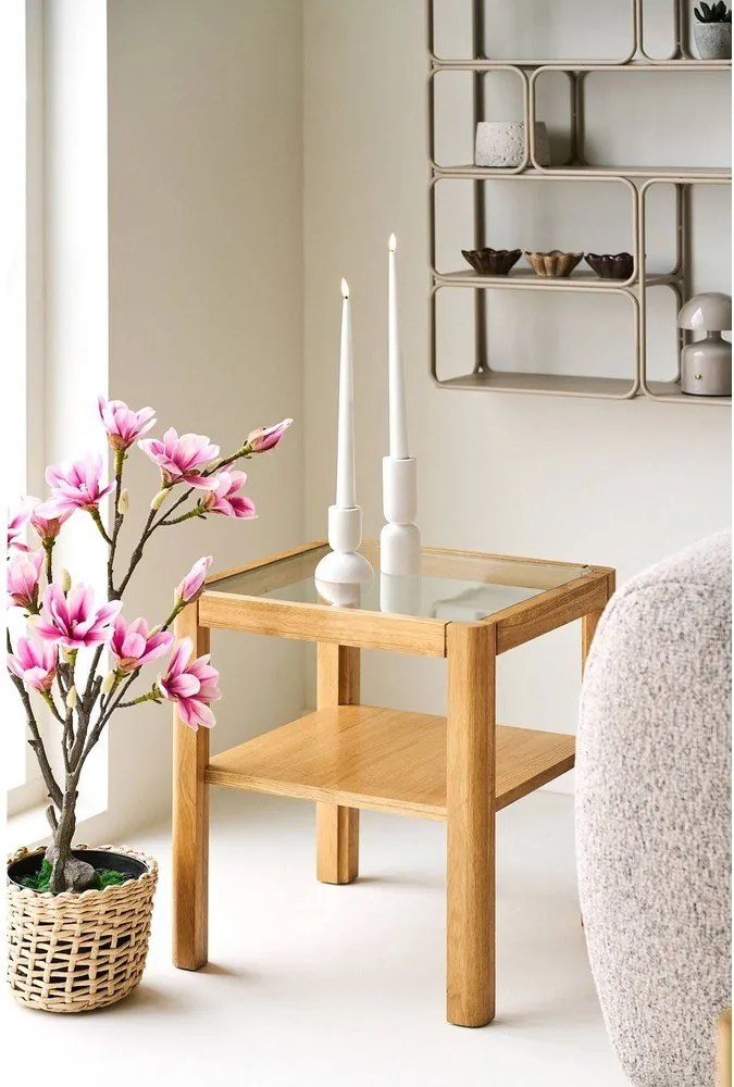 Странична масичка със стъклен плот 40x40 cm Lourmarin – House Nordic