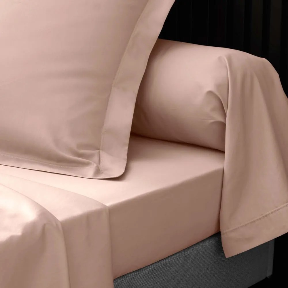Розов еластичен чаршаф от памук перкал 160x200 cm Percaline – douceur d'intérieur