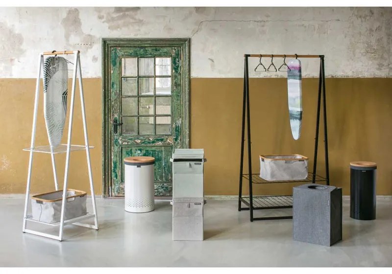 Кош за пране Brabantia 90300241, 60 л, Корков капак, Пълнене без отваряне, Вентилационни отвори, Бял