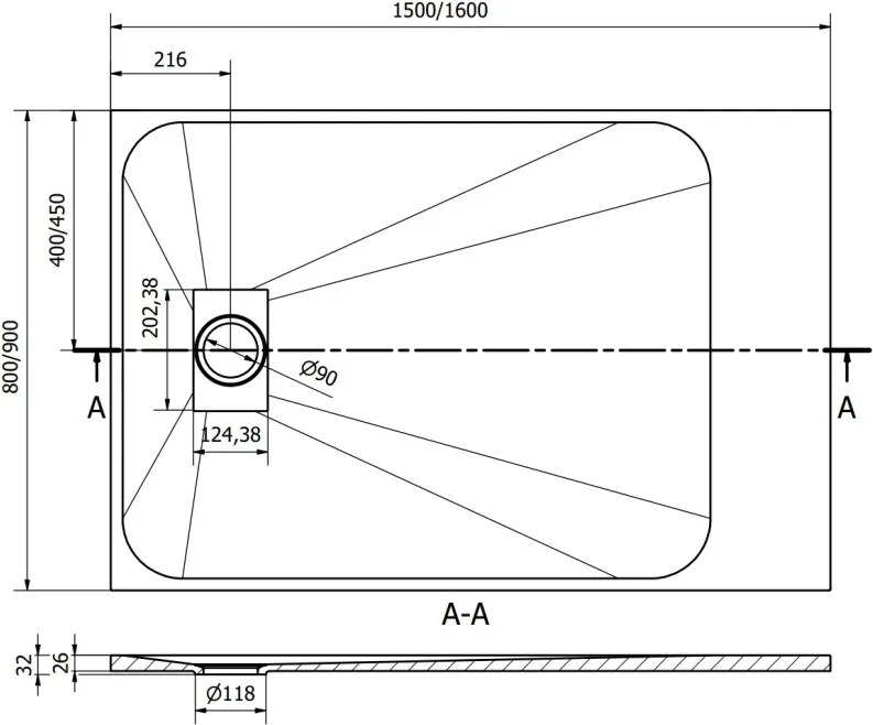 Mexen Hugo правоъгълно корито SMC 150 x 90 cm, бял - 42109015