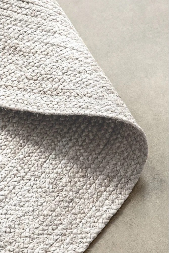 Бял двустранен/ръчно изработен ютен кръгъл килим ø 140 cm Braided – Hanse Home