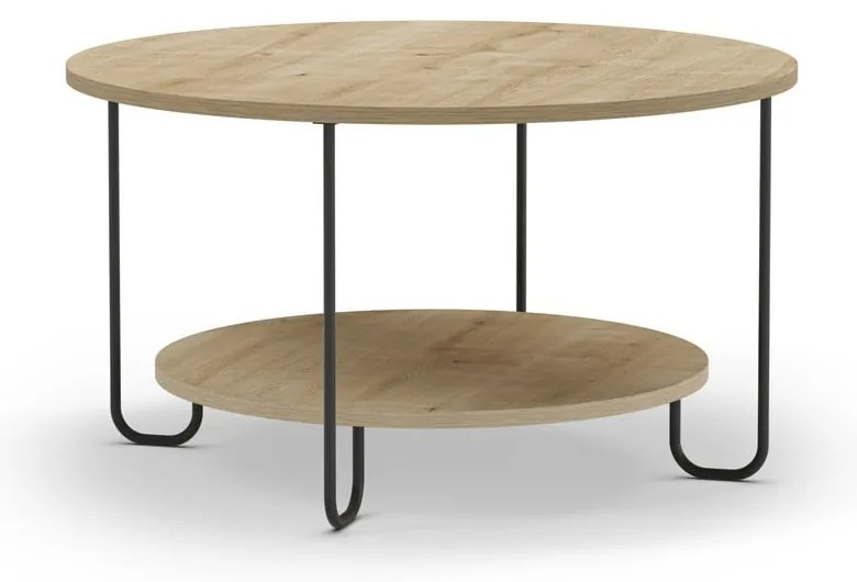 Кръгла масичка за кафе с дъбов плот в естествен цвят ø 80 cm Tonka - Marckeric