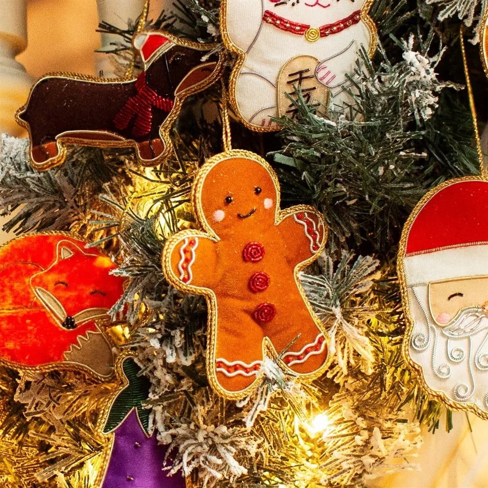 Текстилна ръчно изработена коледна украса 10 cm Gingerbread – Sass &amp; Belle