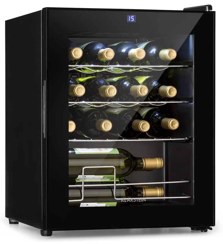 Klarstein Shiraz, охладител за вино, 42 л, сензорен панел за управление, 131 W, 5 - 18 °C, черен