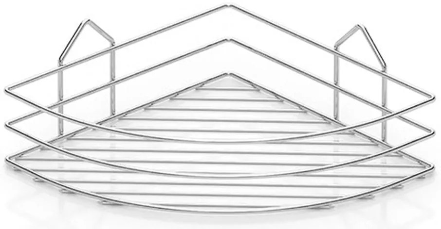 Ъглова етажерка за баня на 1 ниво TEKNO TEL BK 001, 23х23х9 см, Закрепване с дюбел, Хром