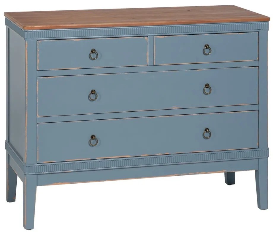 Син нисък скрин от масивна ела 115x90 cm Shabby – Ixia