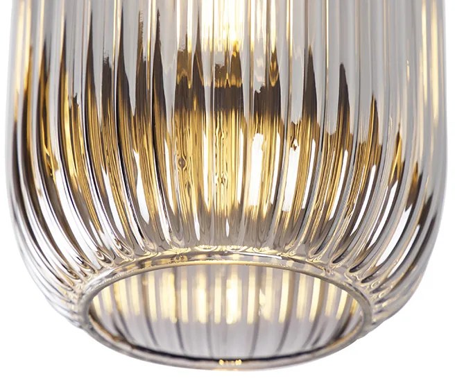 Таванна лампа в стил Арт Деко черна с опушено стъкло - Banci