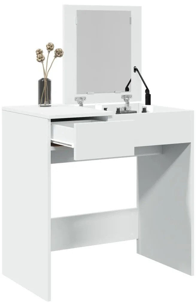 848220 vidaXL Тоалетка с огледало, бяла, 73x46,5x120 см