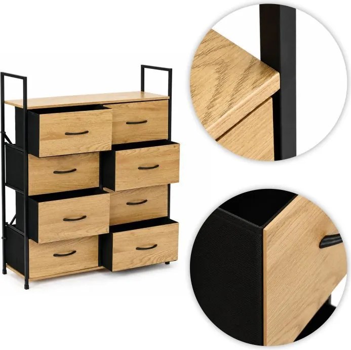 Комод с 8 текстилни чекмеджета и метална конструкция 107 x 80 x 24 см
