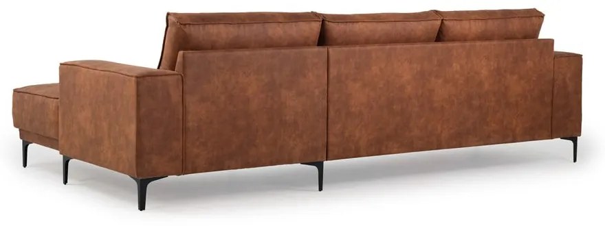 Кафяв ъглов диван от изкуствена кожа (десен ъгъл) Copenhagen - Scandic