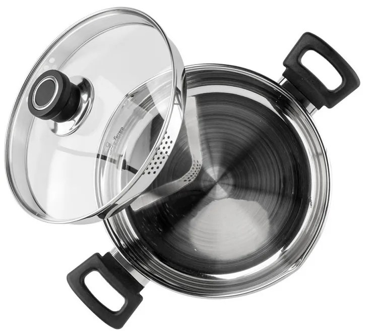 Тенджера Luigi Ferrero Sophia FR-3404, 22x12 см, 4.2 л, Стомана 18/10, Стъклен капак, Индукция, Инокс