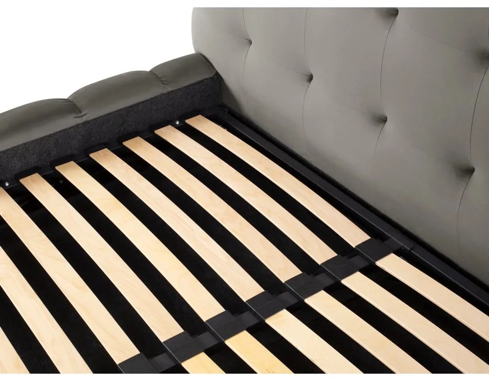 Светлосиво тапицирано двойно легло с място за съхранение и решетка 140x200 cm Bali - Cosmopolitan Design