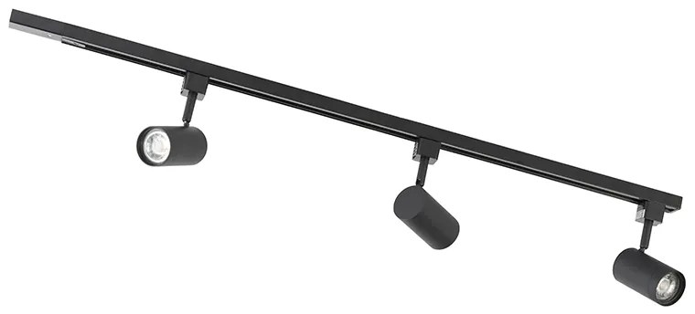 Модерна 1-фазна релсова система с 3 прожектори черна - Jeana