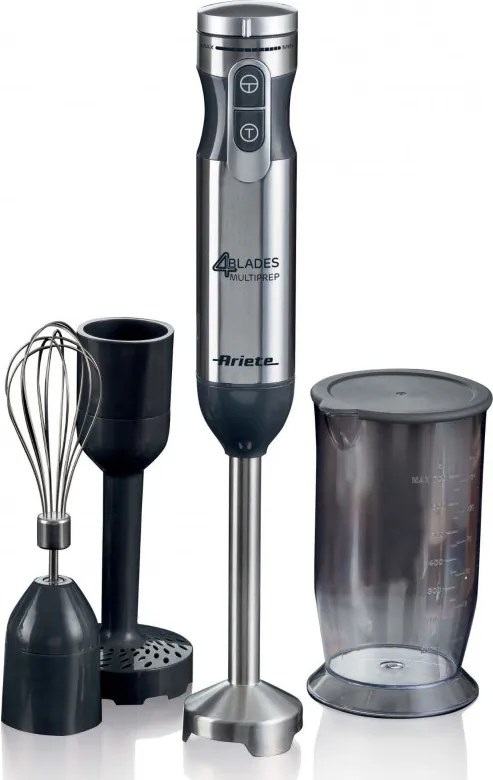 Разопакован: Мултифункционален пасатор 7в1 Ariete 4 BLADES 0898/11, 1000W, 10 скорости, 7 функции, Турбо, Черен/инокс