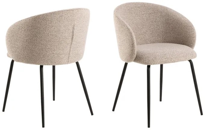 ЦЛЯРА Бежово лате (тъкан Монза 60)/крака черни - МОДЕРЕН ТАПИЦИРАН СТОЛ ЛОФТ ЗА ДНЕВНА/ТРАПЕЗАРИЯ/ОФИС