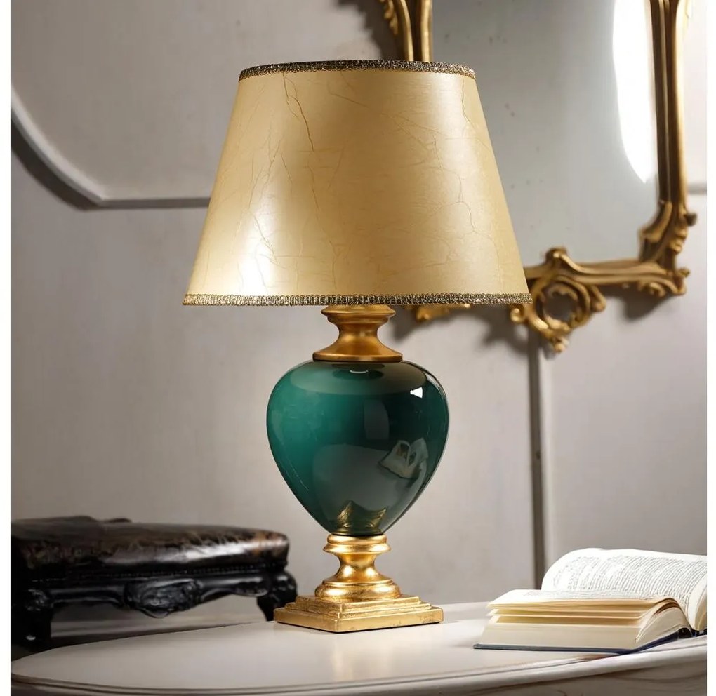 ONLI - Настолна лампа AMADEUS 1xE27/15W/230V 72 cm зелен/златист