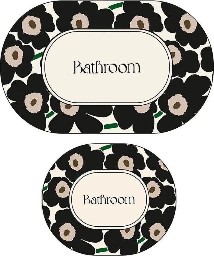 Черни/бежови килими за баня в комплект 2 бр. 60x100 cm Oweld – Foutastic