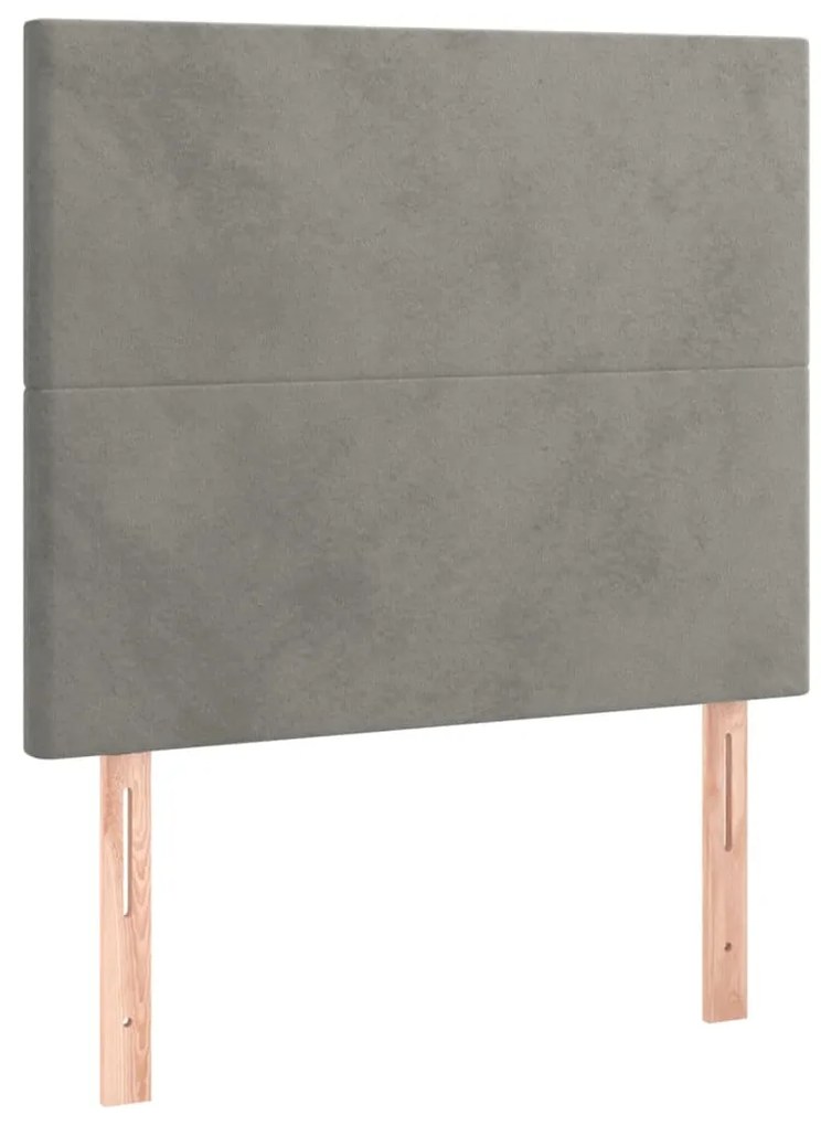 3116082 vidaXL Горни табли за легло, 2 бр, светлосиви, 80x5x78/88 см кадифе