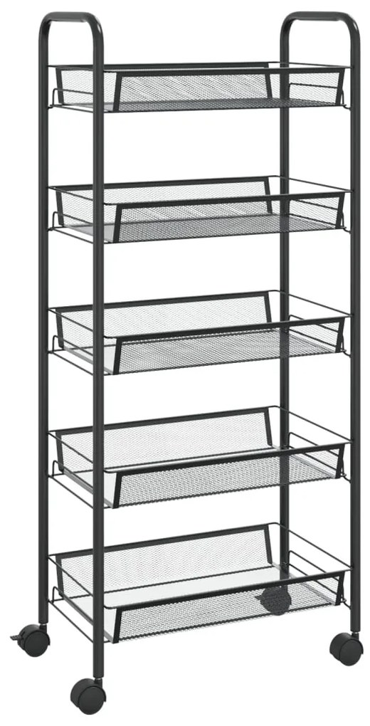 336328 vidaXL Кухненска количка на 5 нива, черна, 46x26x105 см, желязо