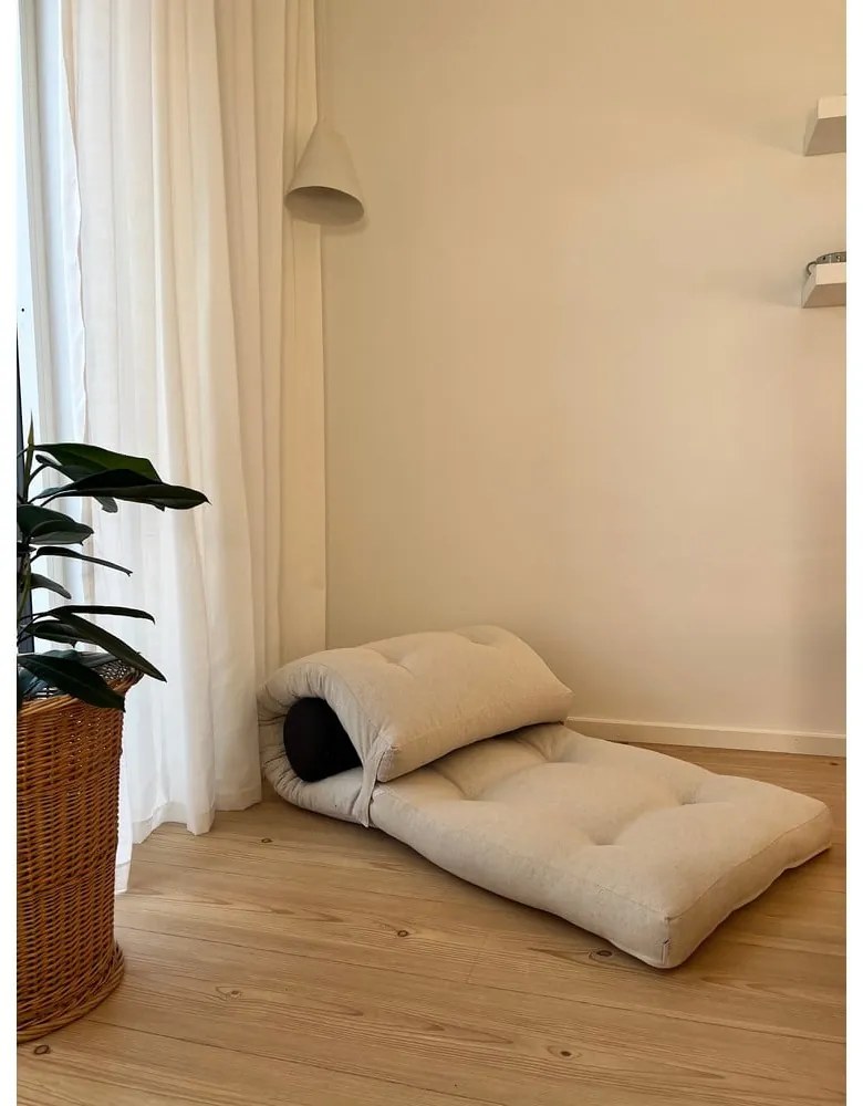 Сив и бежов матрак за футон 70x200 cm Обвивка бежов лен/тъмносиво - Karup Design