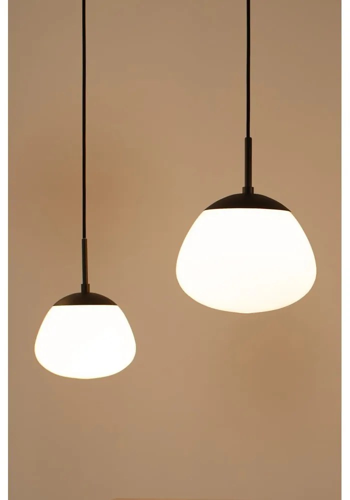 Черно-бяла висяща лампа със стъклен абажур ø 18 cm Rise - Markslöjd