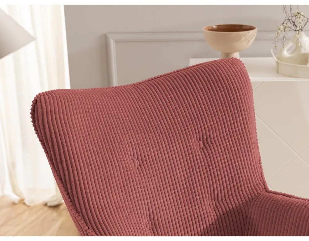 Червено кресло от рипсено кадифе Niko – Ropez