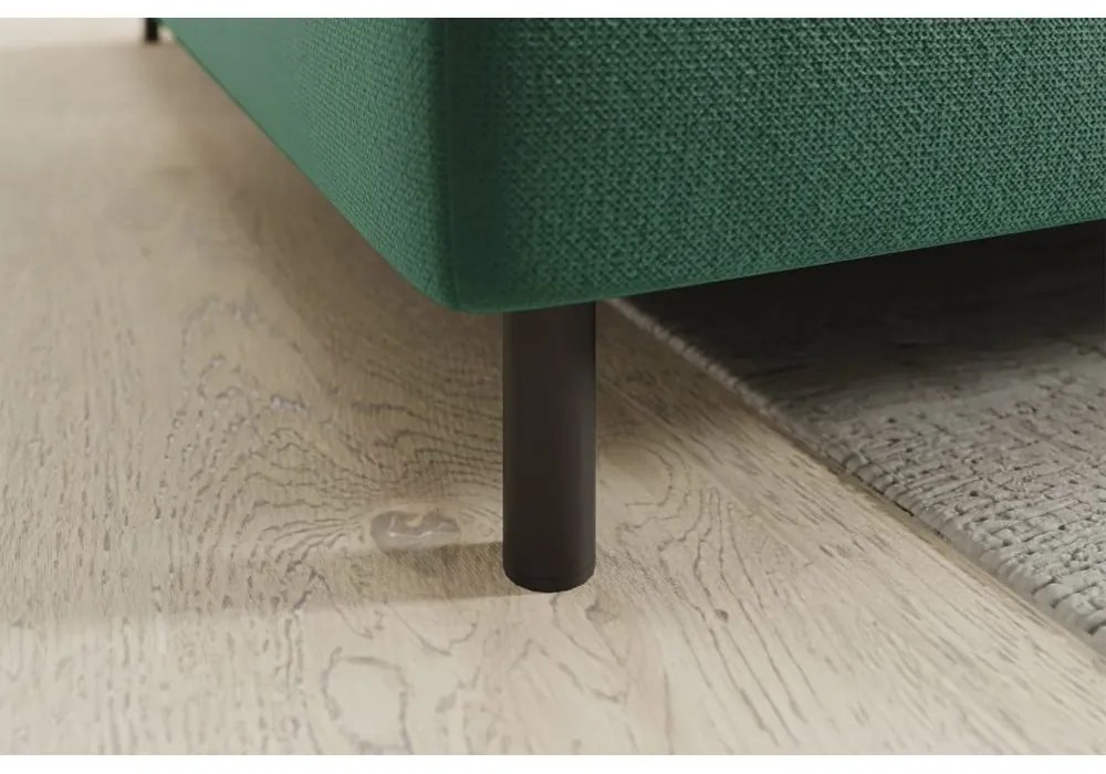 Зелен кадифен разтегателен ъглов диван с място за съхранение (ляв ъгъл L форма) Barea – ELTAP