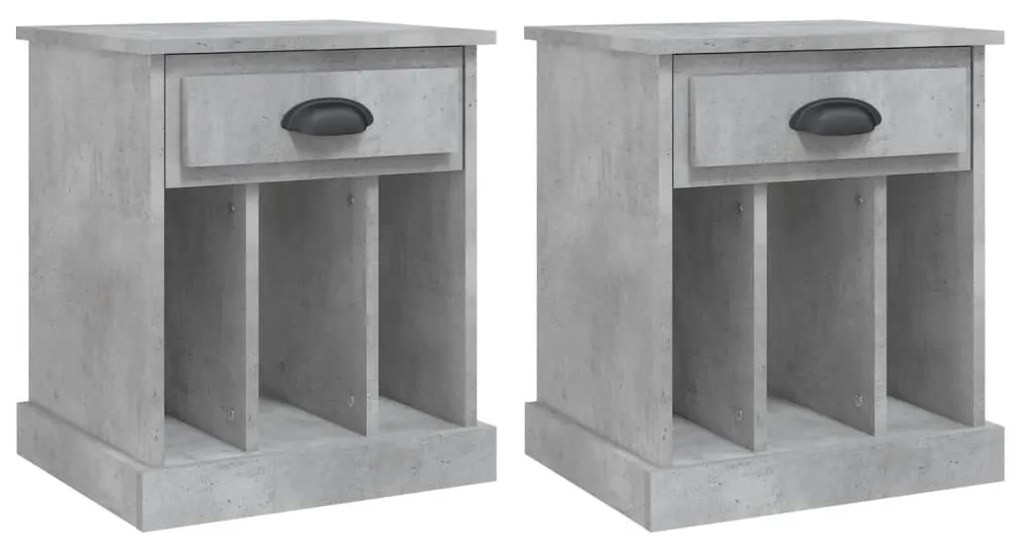 816353 vidaXL Нощни шкафчета, 2 бр, бетонно сиво, 43x36x50 см
