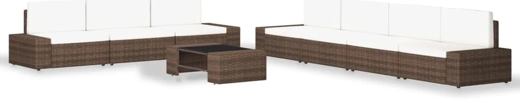 3054591 vidaXL Градински лаундж комплект, 8 части, кафяв полиратан