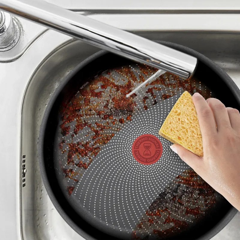 Тиган Tefal Start Easy C2690721, 30 см, Титаниево покритие, Thermo-signal, Thermo-Fusion, Индукция, Черен