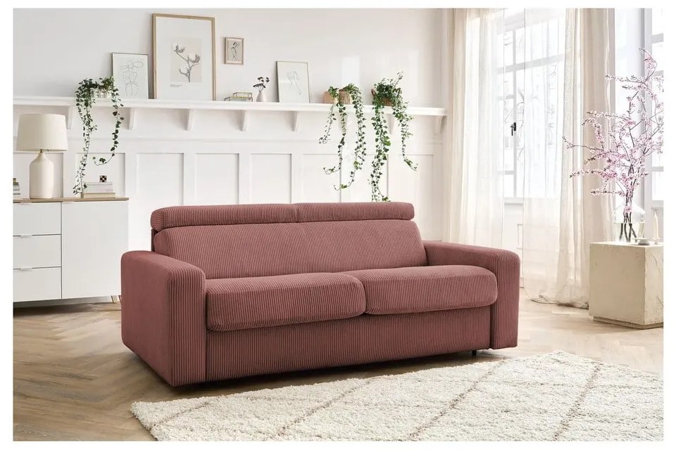 Розов разтегателен диван от рипсено кадифе 215 cm Monaco – Bobochic Paris