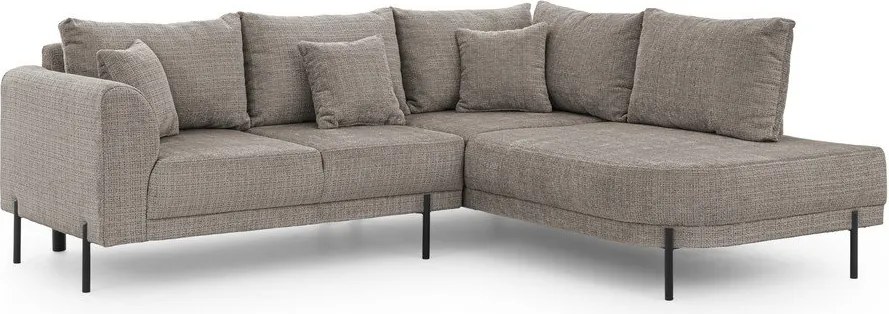 Кафяво-сив шенилов ъглов диван (десен ъгъл/L форма) Mauris – Ropez