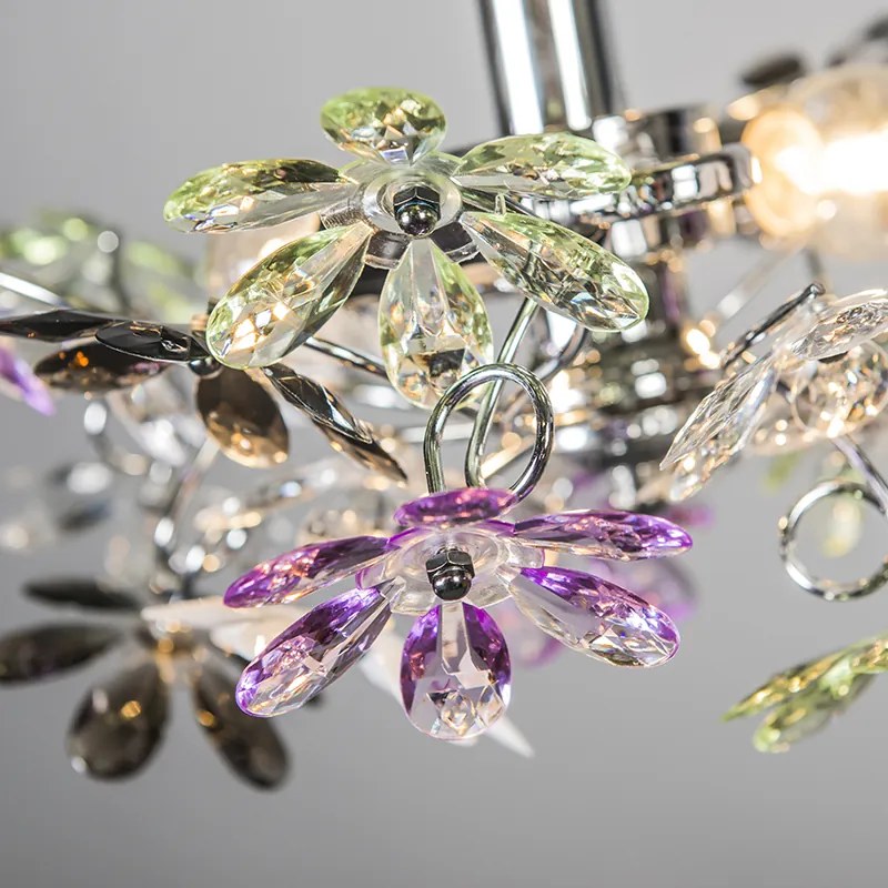 Плафон хром с многоцветни пластмасови цветя 38 см - Fiore