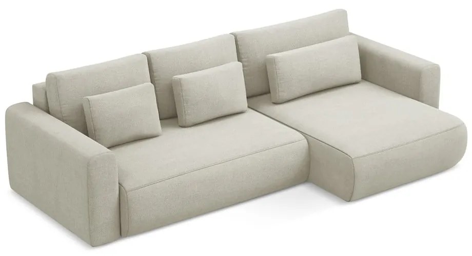 Бежов разтегателен ъглов диван с място за съхранение (десен ъгъл) Kapua – Makamii