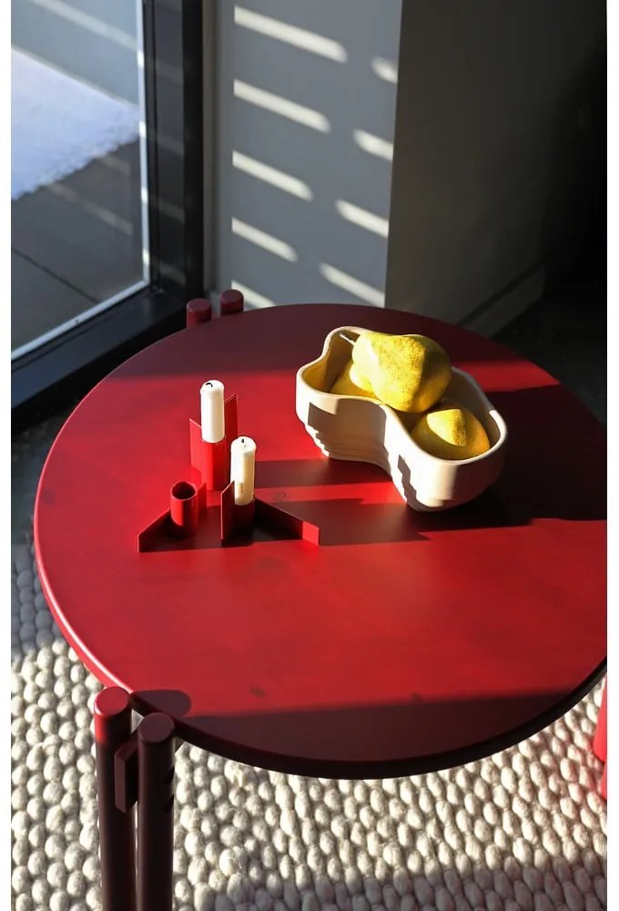 Червена кръгла масичка за кафе от масивен бор ø 80 cm Sticks – Karup Design