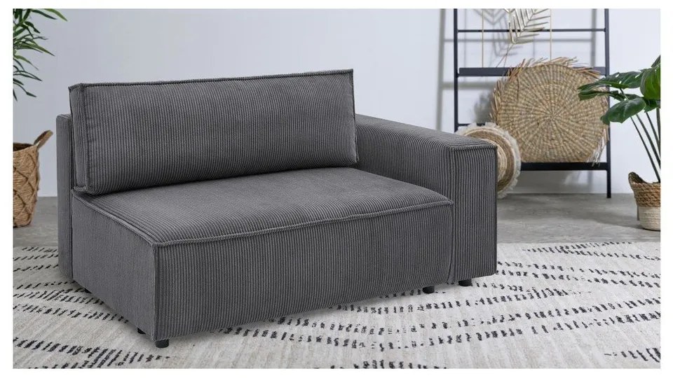 Тъмносив модул за диван от велур, десен ъгъл Nihad modular – Bobochic Paris