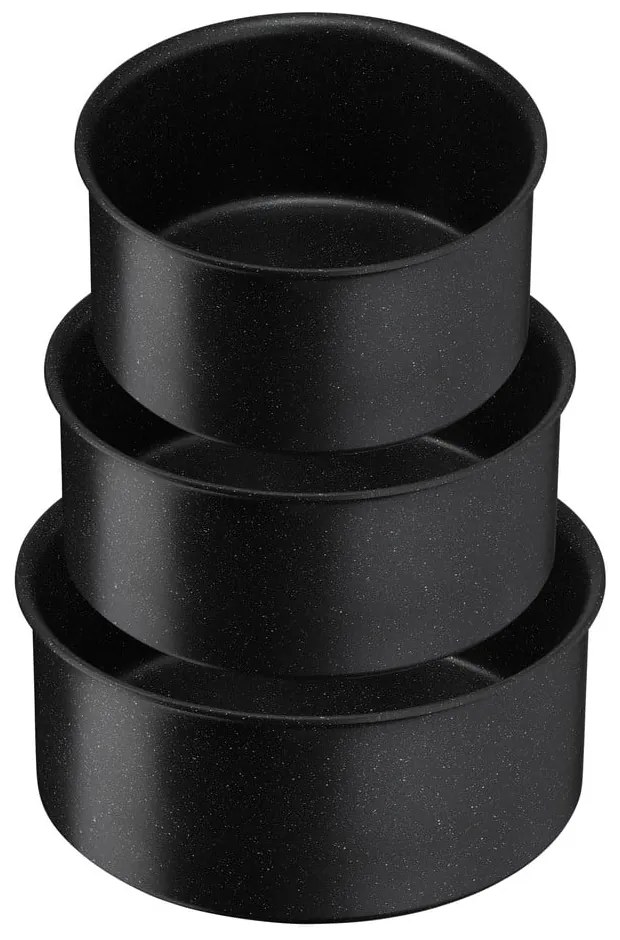 Алуминиеви гърнета в комплект 3 бр. с незалепващо покритие/с подвижна дръжка подходящи за индукционен котлон INGENIO Black stone L3998902 – Tefal