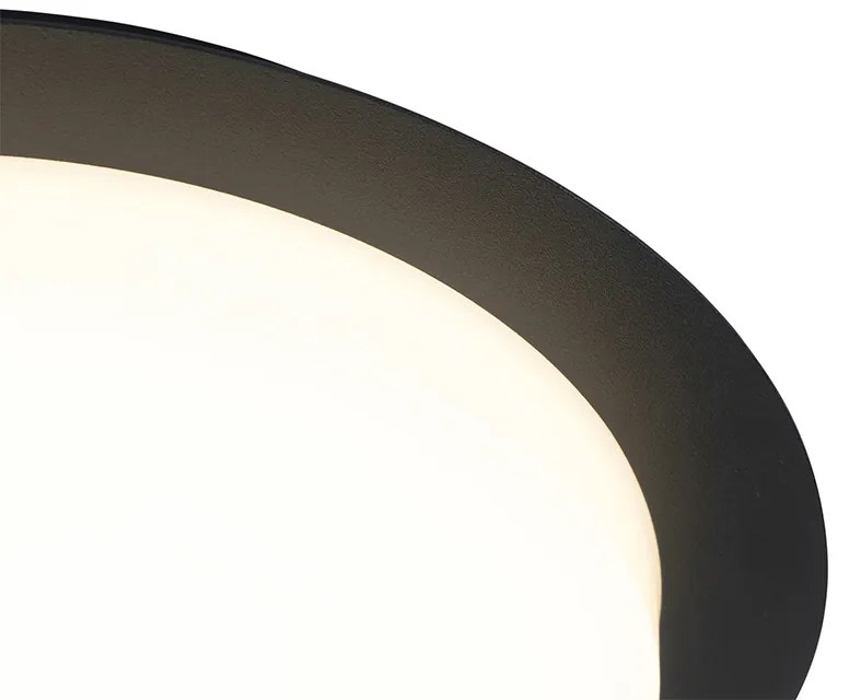 Модерна таванна лампа черна кръгла с LED IP44 - Lys