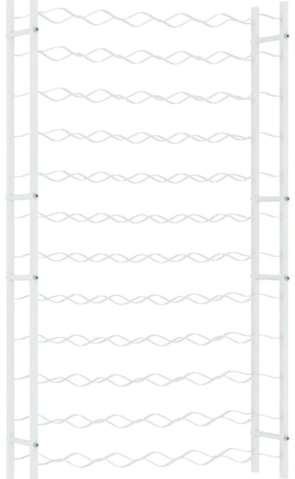 340912 vidaXL Стойка за вино за 72 бутилки, бяла, метална