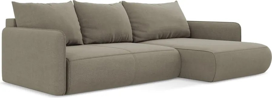 Бежов разтегателен ъглов диван с място за съхранение (десен ъгъл) Nanea – Makamii