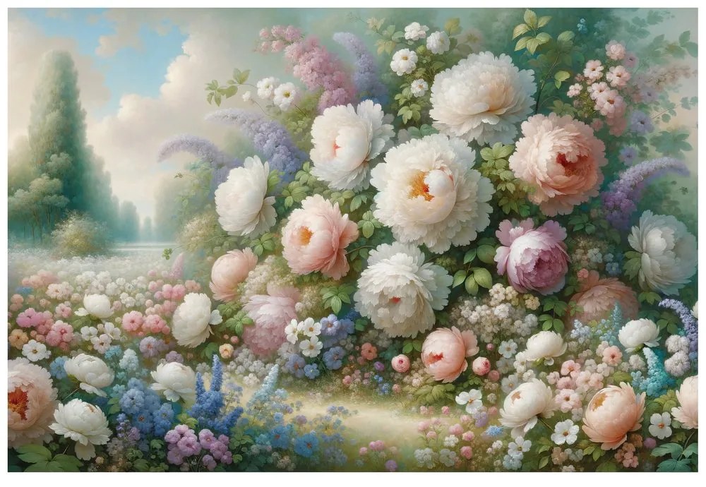 Тапет – Пастелна цветна градина