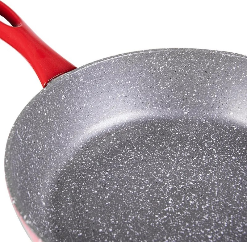 Дълбок тиган Oliver Voltz Florence OV54419A28D, 28x7 см, 4 мм, Мраморно покритие, Индукция, Червен