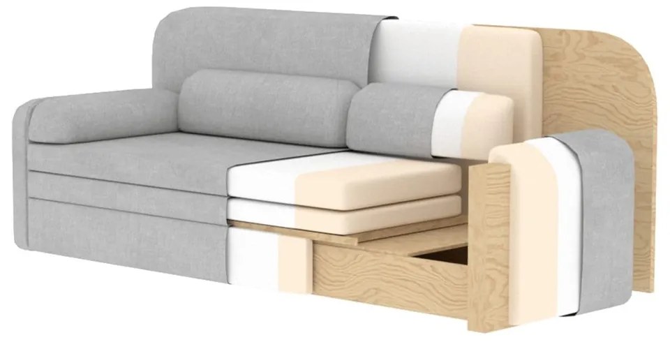 Бял разтегателен диван с място за съхранение от букле 236 cm Elioss – ELTAP