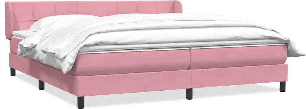 3317540 vidaXL Box Spring легло с матраци Розово 180x210 cm Кадифе