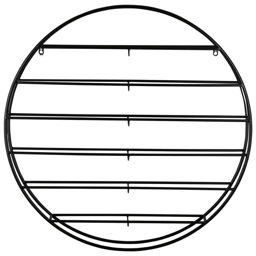 Черен стенен метален стелаж за вино брой бутилки 12 80x80x9 cm Redondo – PT LIVING