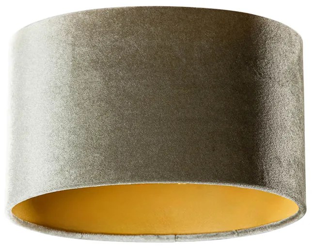 Кадифена абажура зелена със златно вътрешно покритие овална 25/16/15