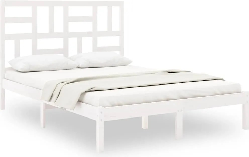 3105951 vidaXL Рамка за легло, бяла, дърво масив, 140x200 см