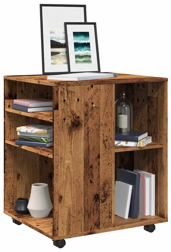856658 vidaXL Шкаф с колелца, старо дърво, 60x53x72 см, инженерно дърво