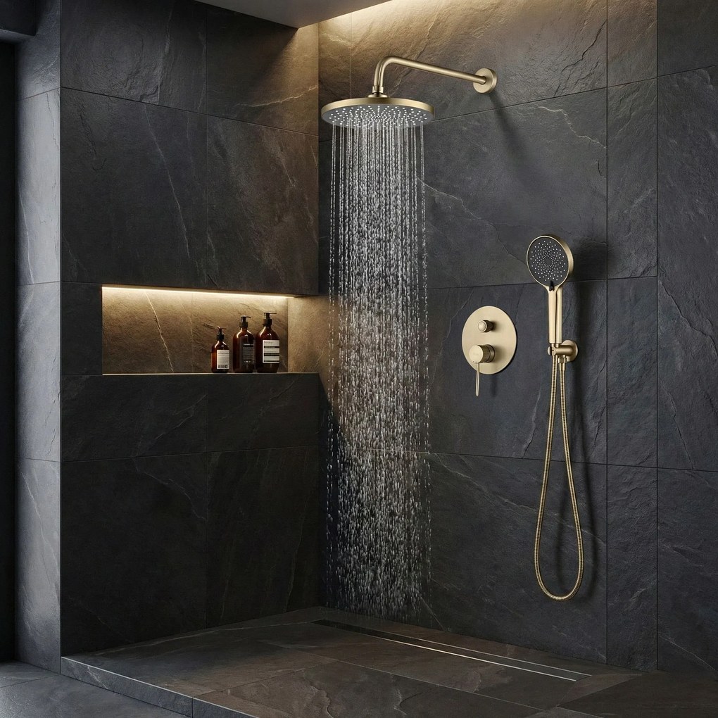 Душ система за вграждане Rea Lungo Stripe Gold Brush