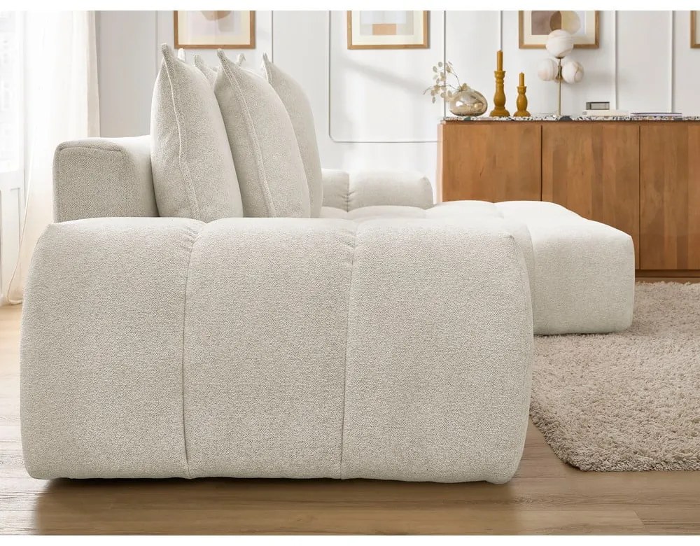 Бял шенилов сгъваем/с място за съхранение ъглов диван (десен ъгъл) Everest – Bobochic Paris